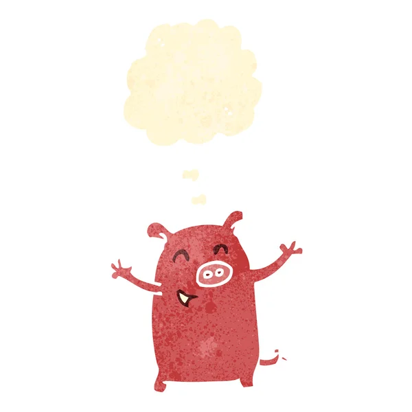 Cochon de dessin animé rétro avec bulle de pensée — Image vectorielle
