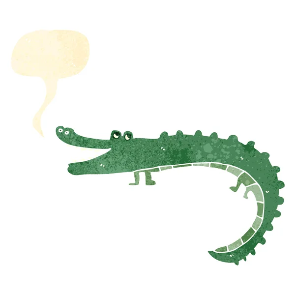 Crocodile heureux dessin animé rétro — Image vectorielle