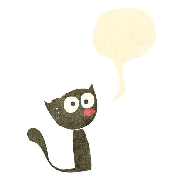 Retro dibujos animados hablando gato — Vector de stock