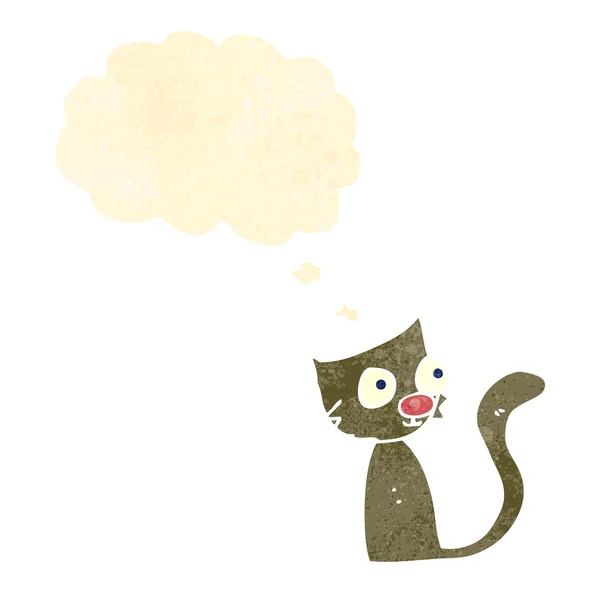 Ретро мультяшный кот с облаком мыслей — стоковый вектор