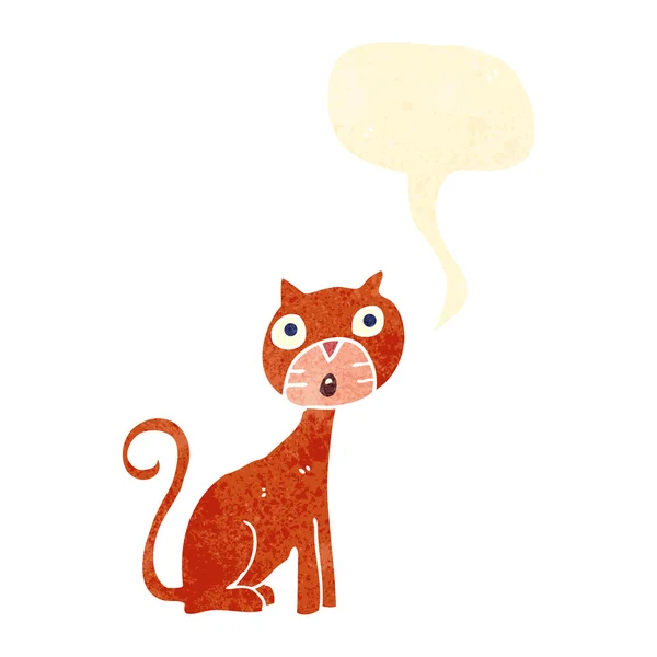 Retro desenho animado gato com bolha de fala — Vetor de Stock
