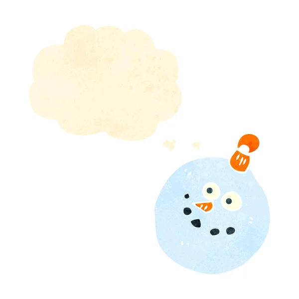 Boule de Noël bonhomme de neige dessin animé rétro — Image vectorielle