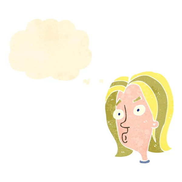 Retro tecknade förvirrad blond kvinna — Stock vektor