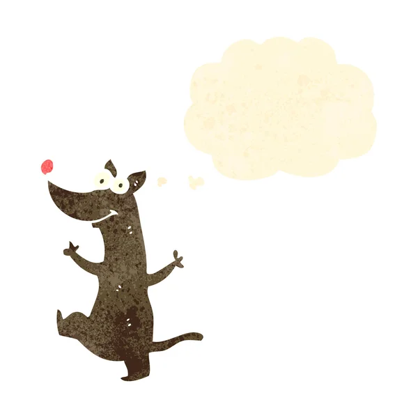 Retro cartone animato cane danzante con bolla di pensiero — Vettoriale Stock