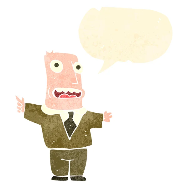 Retro dibujos animados hablando hombre de negocios — Vector de stock