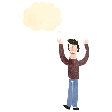 Retro karikatür adam havada kollarını