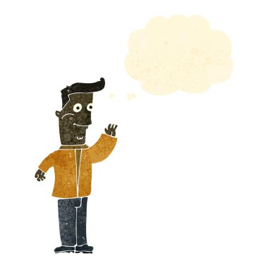 retro de dibujos animados que agita a hombre