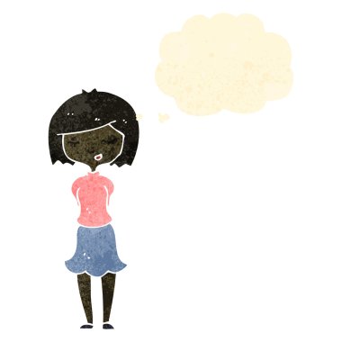 Retro çizgi film güzel kadınla düşünce balonu