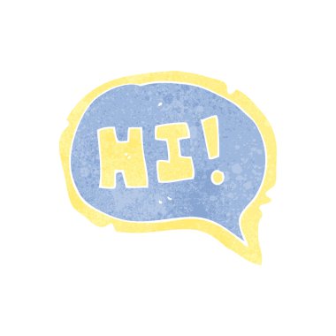 Retro karikatür çizgi roman Merhaba sembolü