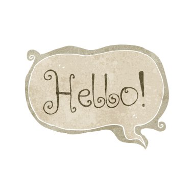 Retro karikatür çizgi roman Merhaba sembolü