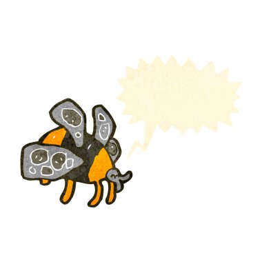 Asistente de dibujos animados retro con burbuja de discurso