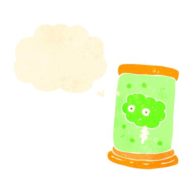 kavanozun içinde yüzen retro karikatür beyin