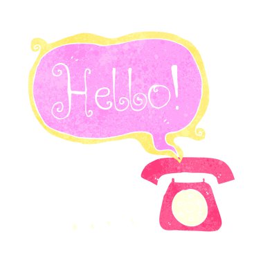 Retro karikatür telefon Merhaba