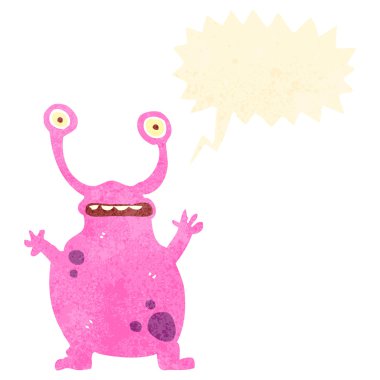 Retro çizgi film uzaylı uzay canavarı