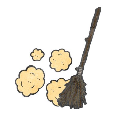 retro karikatür cadılar süpürge