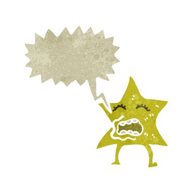 Retro çizgi film yıldızı ile konuşma balonu