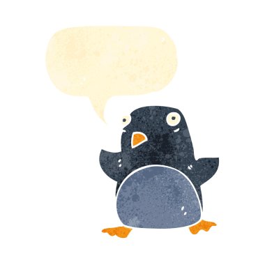 retro çizgi film noel pengueni