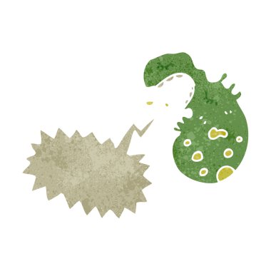 Retro karikatür mikrop ile konuşma balonu