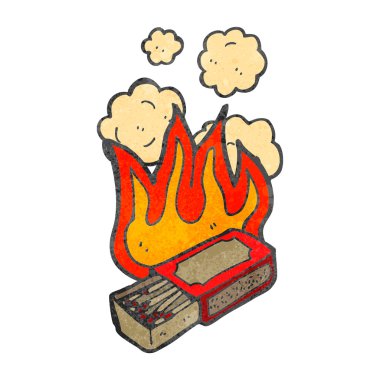 Retro karikatür yanan Eşleştir kutusunu