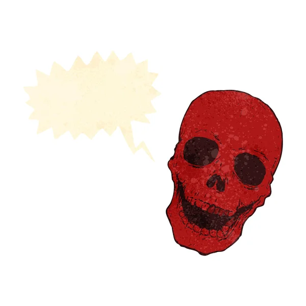 Ретро-мультяшный жуткий красный череп — стоковый вектор