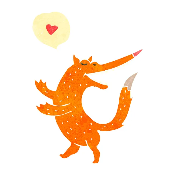 Retro desenho animado raposa no amor — Vetor de Stock