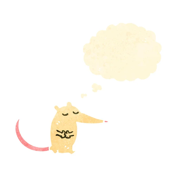 Kartun retro putih mouse dengan gelembung bicara - Stok Vektor