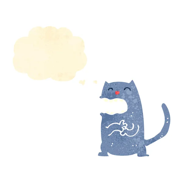 Kucing retro kartun dengan gelembung pemikiran - Stok Vektor