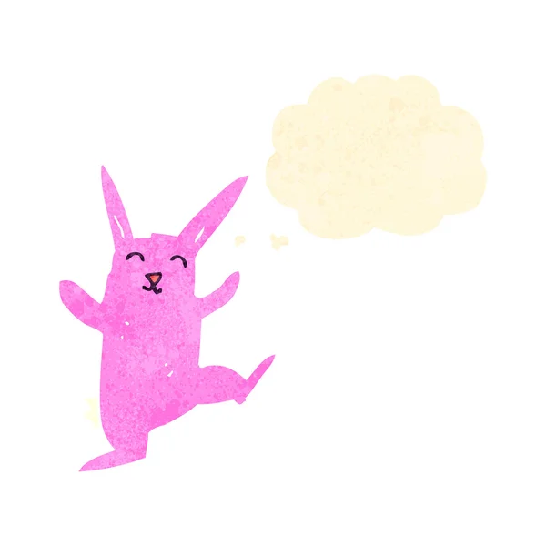 Retro dibujos animados baile conejo rosa — Vector de stock