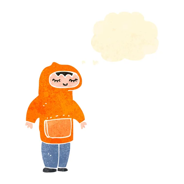 Retro garçon dessin animé en sweat à capuche — Image vectorielle