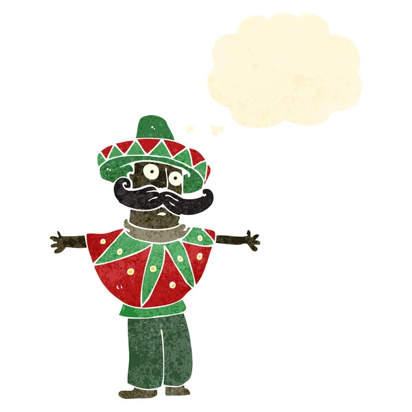 Retro cartoon man in mexican costume — Stock Vector