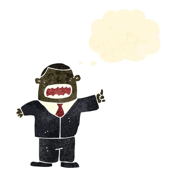 Retro cartone animato importante uomo d'affari con bolla di pensiero — Vettoriale Stock