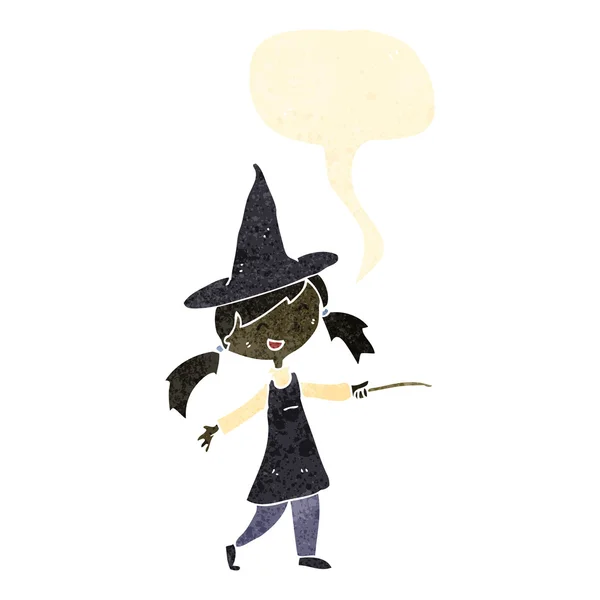 Retro kreskówka czarownica odlewania pisowni — Wektor stockowy