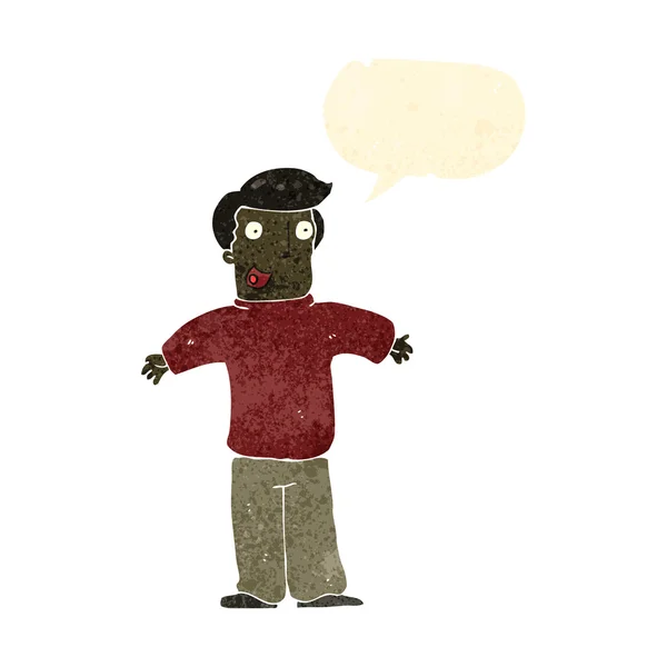 Rétro dessin animé homme heureux avec bulle de parole — Image vectorielle