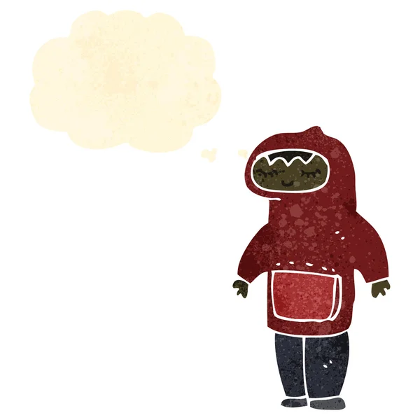 Retro cartoon teen in hooded sweatshirt — Stock Vector