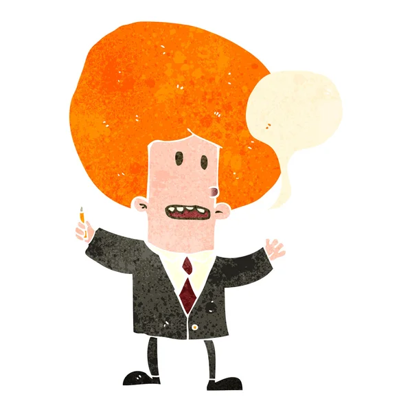 Retro cartoon zakenman met grote haren — Stockvector
