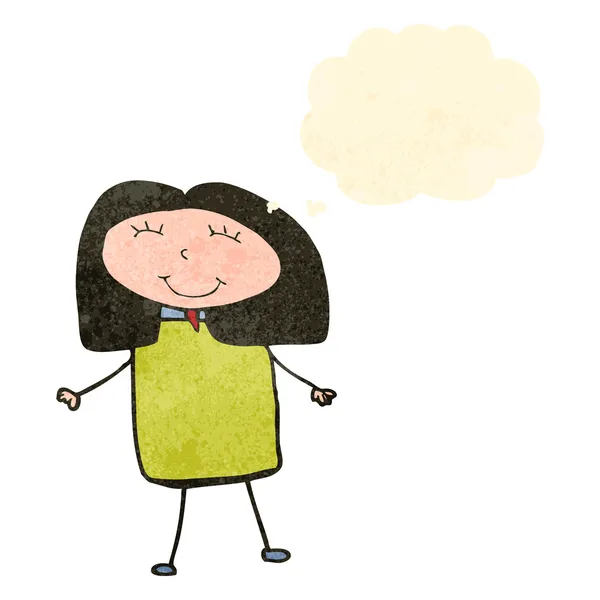 Dibujo infantil de una mujer feliz — Archivo Imágenes Vectoriales