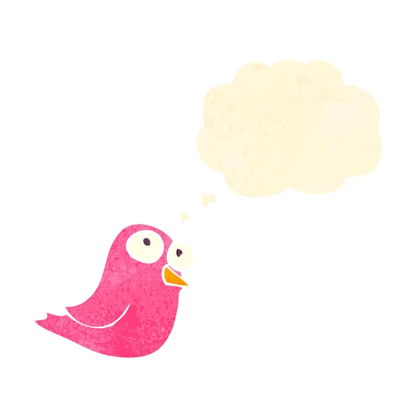 Retro tecknade rosa fågel — Stock vektor