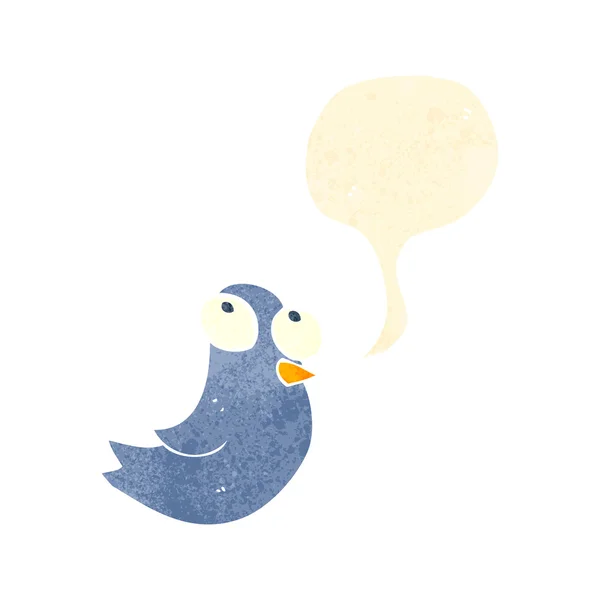 Retro dibujos animados tweeting pájaro — Vector de stock