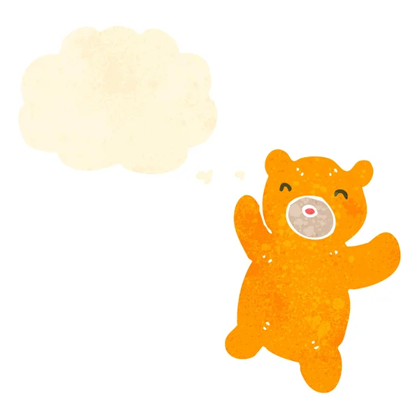 Retro cartoon teddybeer met gedachte bubble — Stockvector