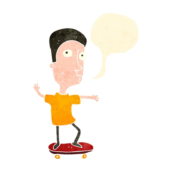 Retro cartoon jongen op skateboard — Stockvector