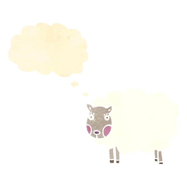 Retro cartoon sheep with thought bubble — Stock Vector