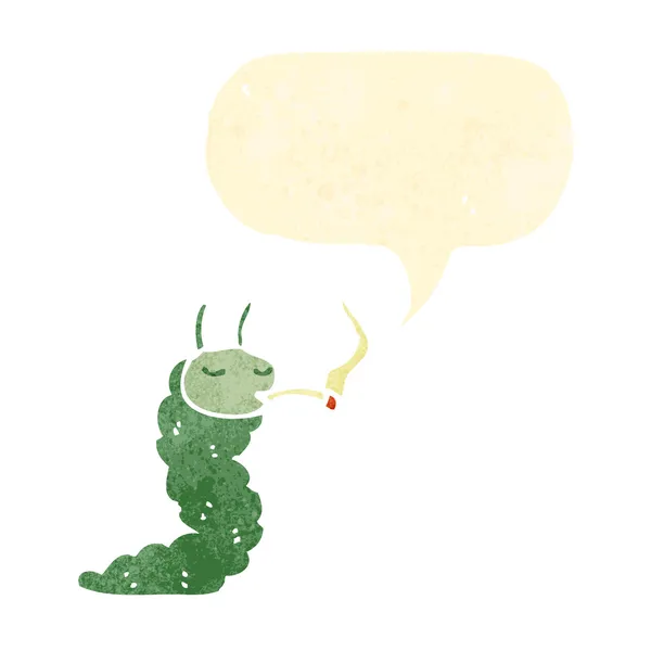 Retro cartoon caterpillar Rookvrije sigaret — Stockvector