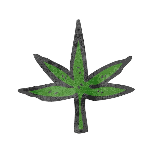 Retro dibujo animado marihuana hoja símbolo — Archivo Imágenes Vectoriales