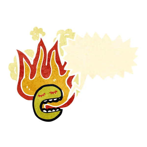 Retro-Cartoon Flammendes Gesicht Symbol — Stockvektor