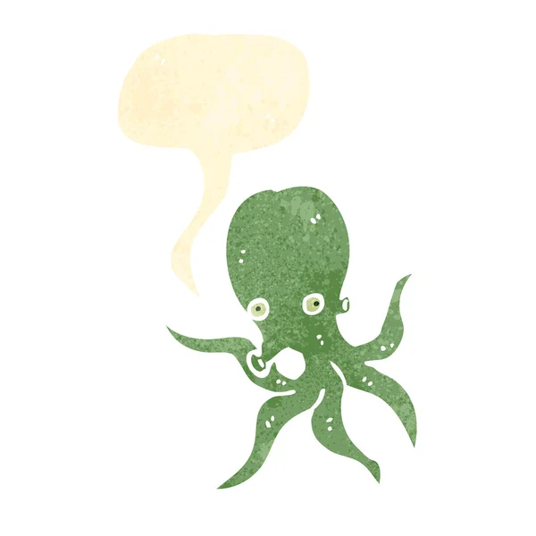 Retro kreslený chobotnice s spech bublina — Stockový vektor