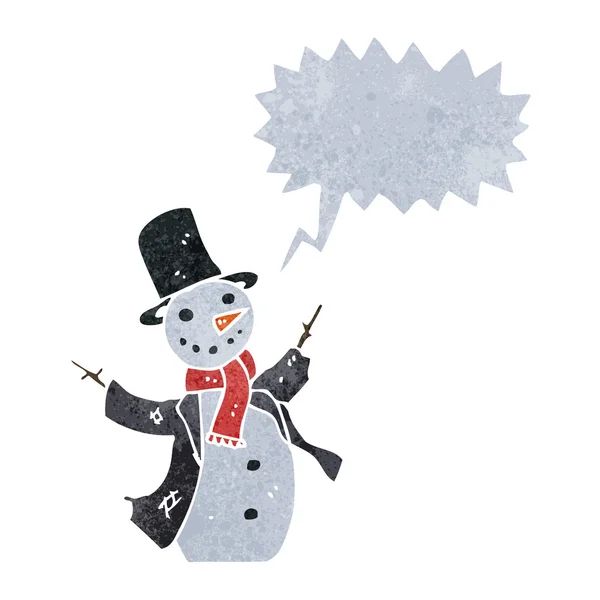 Retro cartoon zingen sneeuwpop — Stockvector