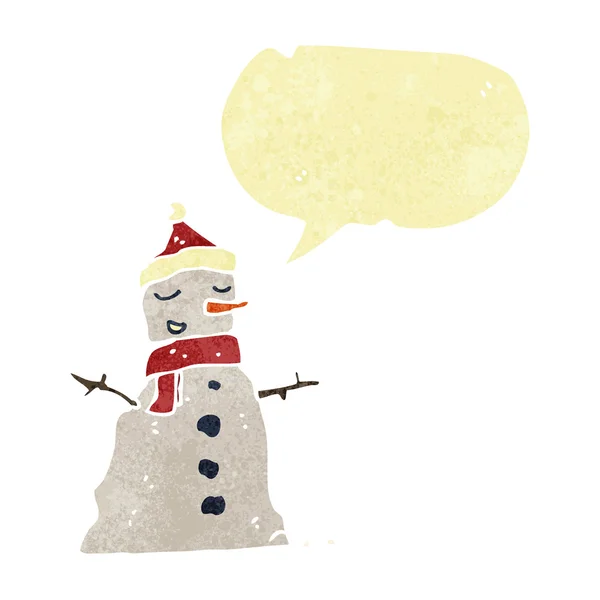 Caricature rétro bonhomme de neige — Image vectorielle