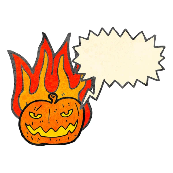 Flaming pumpkin retro cartoon — Stock Vector