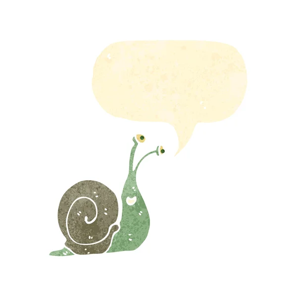 Retro cartoon snail with speech bubble — Stock Vector