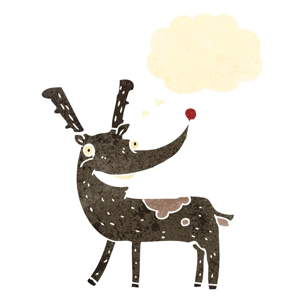 红鼻子的驯鹿复古卡通 — 图库矢量图片